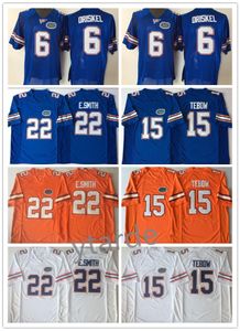 Herren Florida Gators Tim Tebow Trikots 22 Emmitt Smith 6 Jeff Driskel NCAA College Football Trikots Weiß Blau Orange S-3XL