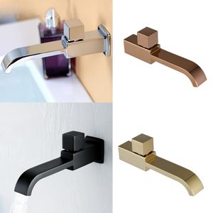 Bathroom Sink Faucet Single Handle 1 Hole Cold Water Square Rose Gold/Matt Black/Chrome Finish Wall Mounted Brass Mop pool faucet