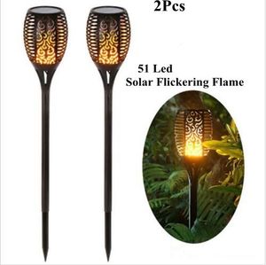 Solen Torch Light Led Flaming Flames Torch Lights Utomhus Vattentät Landskap Dekoration Belysning för Gård Garden Pathway Driveway C7281