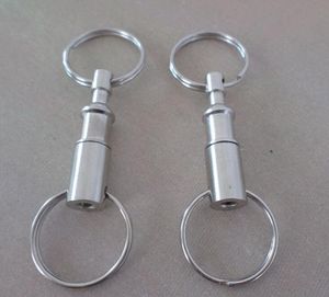 Outdoor Dual Key Ring Pull Quick Release Keychain Lock Holder Steel Chain
