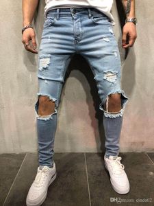 Abbigliamento da uomo Nuovi pantaloni firmati Jeans skinny da motociclista dritti in denim da uomo distrutti Jeans strappati da uomo