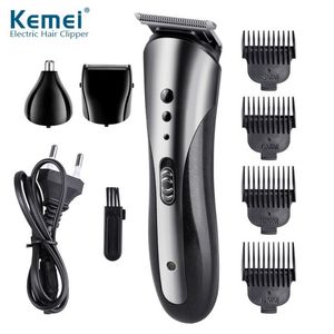 Kemei brand 3 في 1 ماكينة حلاقة شعر كليبرز كهربائية ، ماكينة حلاقة شعر الأنف واللحية ، ماكينة حلاقة شعر احترافية ، 4 قطع KM-1407