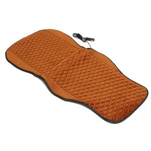 12V Heated Plush Car Seat Cushion Cover Heating Heater Warmer Pad Winter - Brown