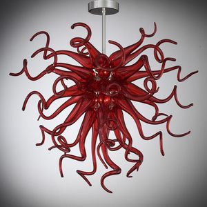 Modern LED Ceiling Lamp Mini Red Murano Glass Small Crystal Chandelier Lighting for Bedroom Living Room