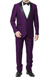 Новое прибытие Groomsmen Фиолетового Groom Tuxedos шаль черный отворот Мужские костюмы Свадебные Шафер Жених Blazer (куртка + брюки + галстук) L267