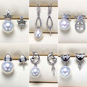 S925 Sterling Silver Earrings Setting Pearl Earring for Women Girl Pearl Stud Earrings Mounting Earring Blank DIY Wedding Gift 6 pair lot