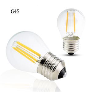 Luzes LED Retro G45 2W 4W 6W Dimmable Filament Lâmpada E27 E14 E14 Cob de vidro 110V Lâmpada de estilo vintage