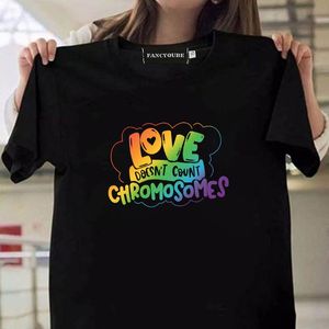 Gay Pride Gifts Funny Cute Love Not Count Chromosomes Brev T Shirt Casual Lesbian LGBT Kortärmad T-shirt Toppar