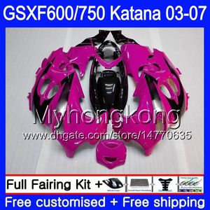 GSXF-600 för Suzuki Katana GSXF 750 600 GSXF600 03 04 05 06 07 Rose Pink Black 293HM.71 GSX 750F GSXF750 2003 2004 2005 2006 2007 FAIRING