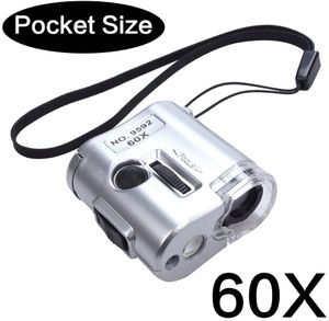 Multifunctional 60X Microscope Jewellery Education Hobby Magnifying Bigeye LED Purple Light Counterfeit Detector Compact Pocket Magnifier