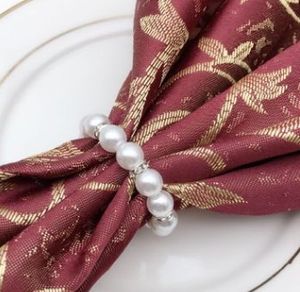 Anelli di tovagliolo di perle d'imitazione con anelli di tovagliolo di decorazione della tavola di nozze elastici con decorazione morbida di diamanti 100 pezzi
