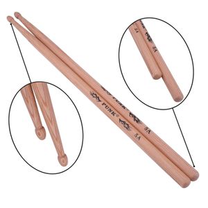 5A Hickory Wood Drumsticks - Durable Professional Drum Sticks, Natural Finish, One Pair for Percussion Instruments