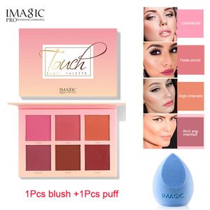 IMAGIC 2Pcs=1Pcs 6 Colors Blush Makeup Red disk Professional Cheek Blush High Quality Beauty New Fashion Cosmeti + 1Pcs puff
