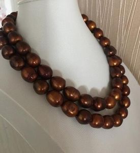 Bella collana di perle di cioccolato barocco del Mare del Sud di 11-13 mm