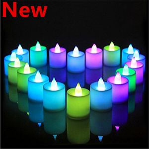 24Pcs الملونة عديمة اللهب الشموع الصمام Tealight الشموع بطارية تعمل بالطاقة الصمام شمعة لحضور حفل زفاف عيد الميلاد الديكور