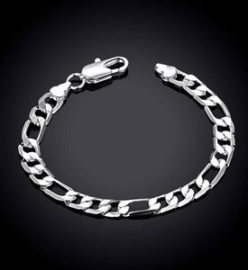 925 stamped sterling silver plated bracelet chain 6 8 10 12 MM 20cm bracelets chain for Men male arm chain wedding party accessories