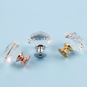 30mm Diamant Shape Crystal Glass Knoppar Skåp Dragar Lådknappar Köksskåp Handtag Möbelhandtag Hårdvara