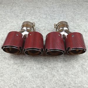 Top quality Red Carbon fiber Exhaust Pipe Muffler Tailpipe Fit for all cars Y Model Car back system Dual End Tips