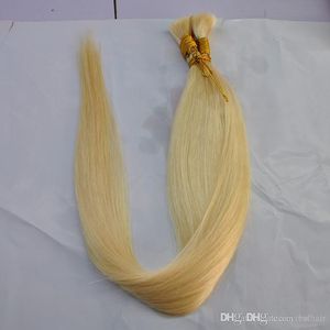 Super Quality Peruvian Straight Wave Human Hair Extensions In Bulk No Wefts Beach Blonde Color 613#, 100gr roll & 3 rolls Lot, Free DHL