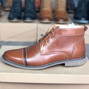 Men Boots Smooth Leather Brogue Shoe Vintage Brandt Dress Shoes Black Brown Cap Toe Genuine Leather Men shoe Martin Boots US13