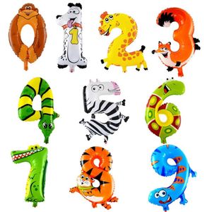 Numer Zwierząt Folia Balony Dzieci Party Decoration Happy Birthday Wedding Decoration Ballon Prezent 1 PC