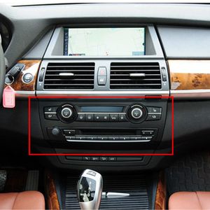 Center Console Luftkonditionering Volymknappar Ram Dekorationsskydd Trim 2st för BMW E70 E71 X5 X6 2008-2014 ABS Car Styling