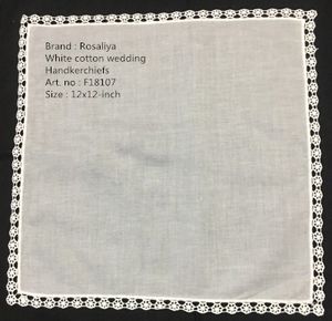 Set of 12 Fashion Ladies Handkerchiefs Towel White Cotton Wedding Bridal Handkerchief Vintage Lace Hankies Embroidered Hanky 12x12-inch