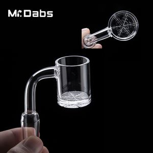 Flat Top Embossing Quartz Banger Sandblasted Smoking Accessories 25mm Od Banger Nail with Artistic Carving Bottom Sculpture Carvings for Glass Bong Dab Rigs