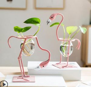 Pequeno fresco criativo flamingo recipiente hidropônico vaso decoração acessórios para casa sala de estar quarto mobiliário mesa