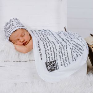 Spädbarn Baby Letters Mottagare Blanket Swaddle Wrap Blanket StoryBook Baby Blanket Fotografi Spädbarn Wrapped Cloth With Hat 15333