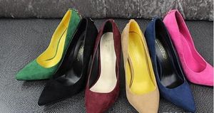 NEUE Nubukleder-Schuhe mit hohen Absätzen, modische, hochwertige, hochhackige Wildleder-Schuhe mit flachem Mund und spitzen sexy D-Wort-Abzugs-Damenschuhen