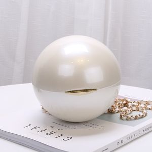 Women Round Pearl Evening Bag Acrylic Clutch Bags Mini Handbag Purse Ladies Evening Party Wedding Bags254C