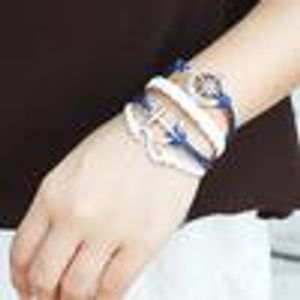 Commercio all'ingrosso - Bussola d'argento Bussola Infinity Anchor Bracciale con braccialetto del cavo di cera Q8023