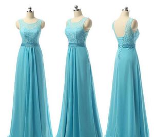 Nowa koronka i szyfonowa Dresses Druhna Line 2019 Scoop Long Wedding Guest Dress Maid of Honor Suknie LD152