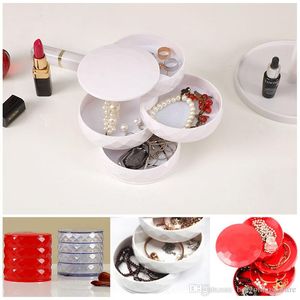 Jewelry Storage Box 4-Layer Rotatable Jewelry Accessory Storage Tray With Lid Women Necklace Bracelet Organizer Earring Holder BH2454 TQQ