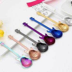 Stainless steel Guitar Bass spoon musical instruments coffee mixing spoons Home Kitchen Dining Flatware Stirring spoon drop ship