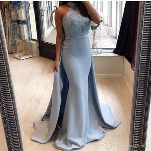 Satin Mermaid Arabic Evening Dresses Party Elegant for Women Celebrity Dubai Caftan Zipper Removable Skirt Lace Prom Formal Gown