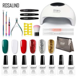 Rosalind Gel Nail Polish Set 12PCS Boxed Acrylic Nail Kit Alla för Manicure Set med UV LED-lampa Torktor Verktyg Kit