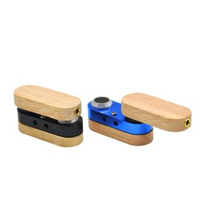 Nice Wooden Spin Fold Overlapping Portable Smoking Tubes Mini Holder Dry Herb Tobacco Cigarette Filter Innovative Design Handpipe