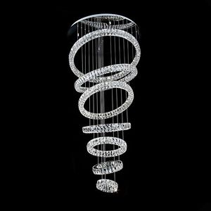 Luxury LED Cyrsatl Chandelier Lighting 7 Rings Ceiling Lamp for Living Room Modern Lustres De Cristal Home Decor Light