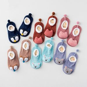 Newborn Baby Boys Girls Cartoon Animal Floor Socks Thick Warm Autumn Winter Plush Socks Cute Anti Slip Toddler Socks