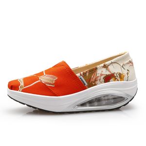 Hot Sale-Ny Fitness ShoesShape-Up Wedge Sneakers Slip On Canvas Loafers Platform Light Cushion Fitness