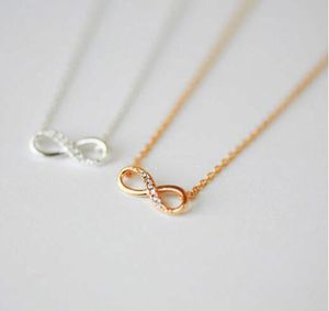 Moda cristal amor infinito pingente colares de metal link corrente para mulheres para sempre amantes jóias presente simples número 8 colar