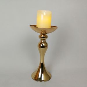 Partihandel Tall Guld Candlestick Blomma Bowl Taper Candle Holder Set av 3 Best0765