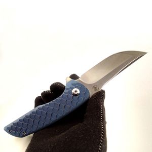 Neuestes Design John Barker Custom Knives Dragon Scale Hokkaido Flipper Blauer Titangriff M390 Klinge Klappmesser Taktisches Taschenmesser EDC Outdoor-Kollektion Werkzeuge