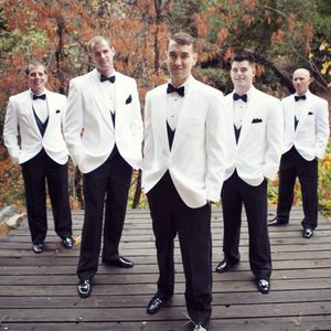 I migliori abiti da uomo avorio popolari da sposa 3 pezzi Abiti da sposo Groomsmen Uomo Gruppo collettivo Blazer Giacca (giacca + pantaloni + gilet + cravatta) 463