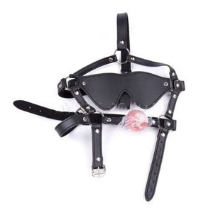 Bondage Mouth open Gag Blinder Leather Head Harness Mask Restraint strap face Slave game #R78