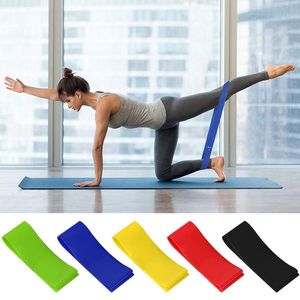 100 Set 5pcs 600 * 50mm TPE hohe elastische Yoga-Gymnastik-Eignung-Widerstand-Bänder Krafttraining Zugseil Übung Schleife