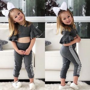 2019 primavera / outono cai crianças baby meninas designer magro fit tops calças leggings outfits conjunto de roupas