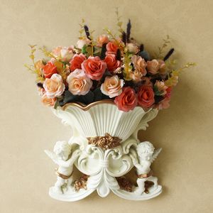 Resina Art Vases em casa Decoração de estilo europeu criativo penduramento vaso de parede casamento decoração de decoração de estar de mesa de flor vaso de flor